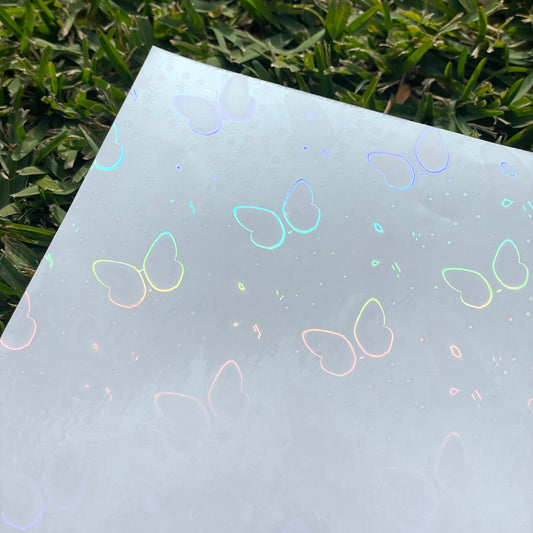 PREORDER A4 butterfly holo glossy cold laminate sheets 10 pack - Stickybeaky Supplies