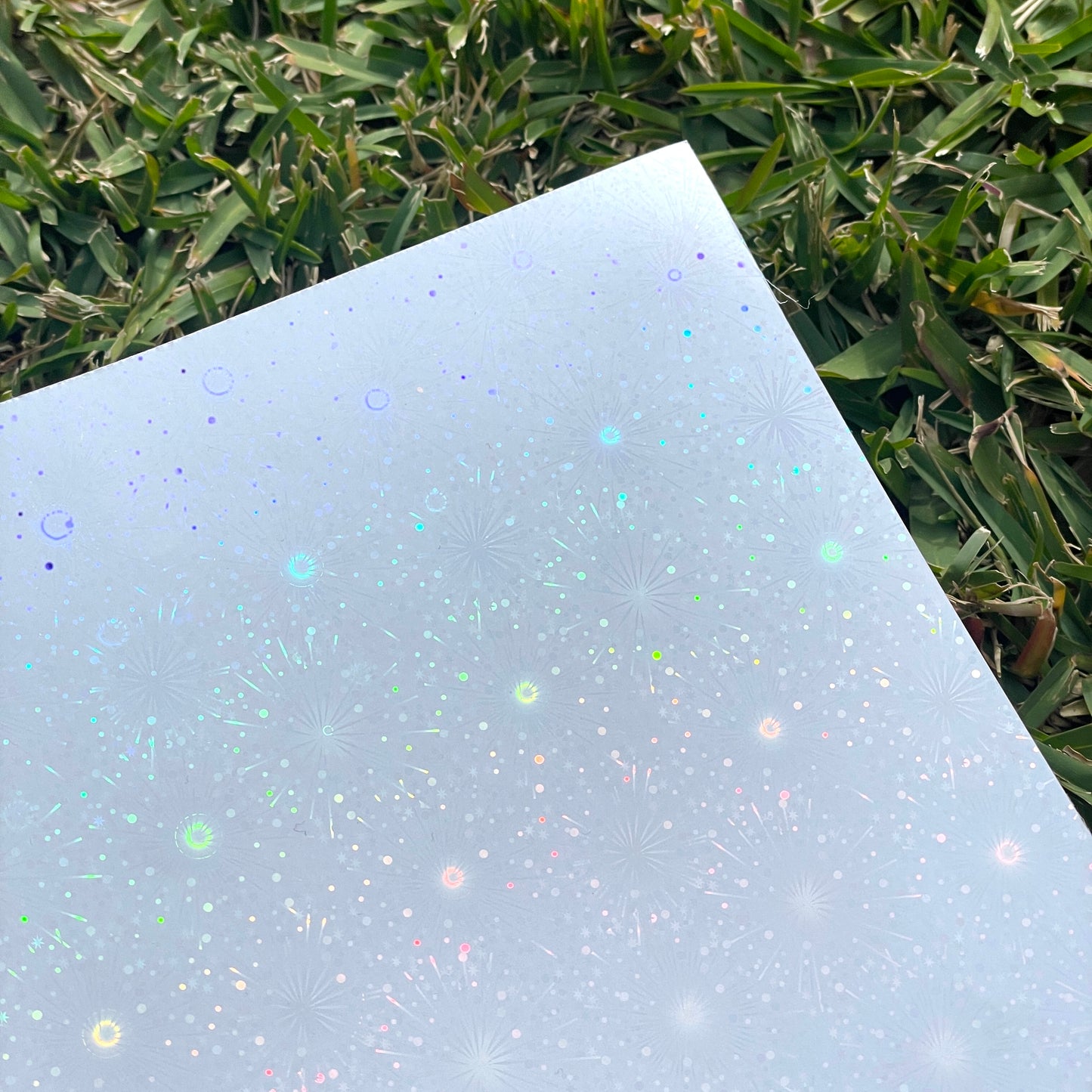 PREORDER A4 fireworks holo glossy cold laminate sheets 10 pack - Stickybeaky Supplies