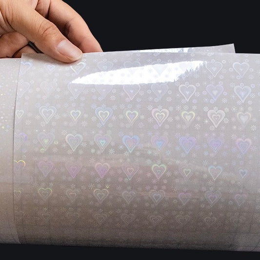 PREORDER A4 hearts holo glossy cold laminate sheets 10 pack - Stickybeaky Supplies