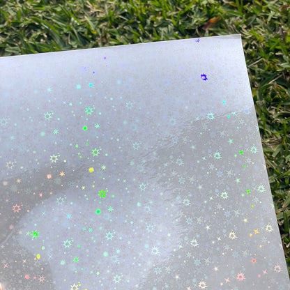 PREORDER A4 star cluster holo glossy cold laminate sheets 10 pack - Stickybeaky Supplies